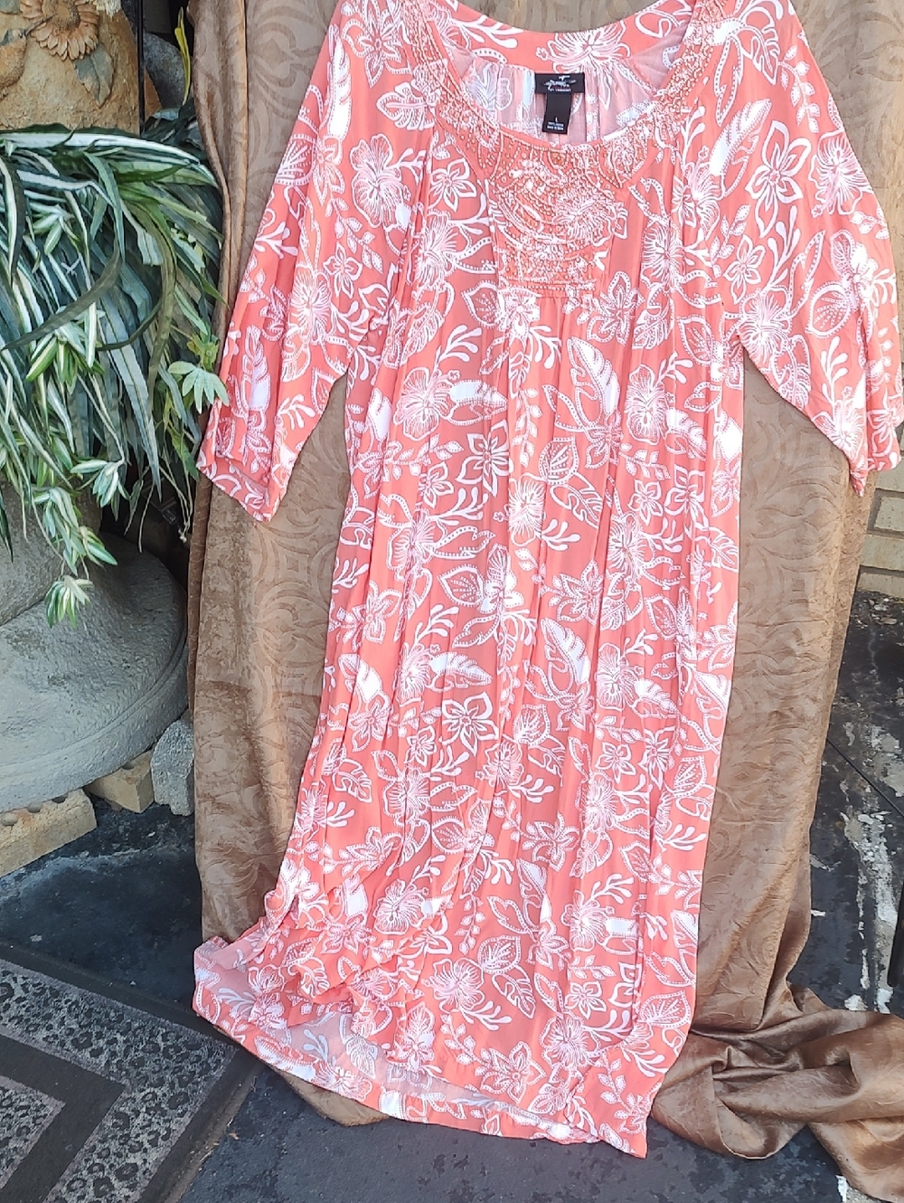 Cabernet Coral and White Floral Dress